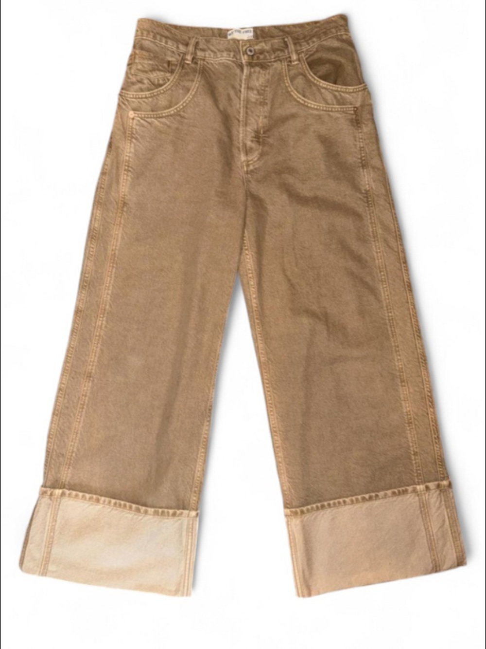 Free People We The Free Final Countdown Jeans Tumbleweed Cuffed Wide Leg NWOT - Picture 4 of 8